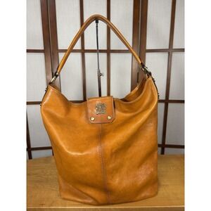 Pratesi Firenze Sant Ellero Cognac Leather Bag Purse ITALY brass hardware Slouch